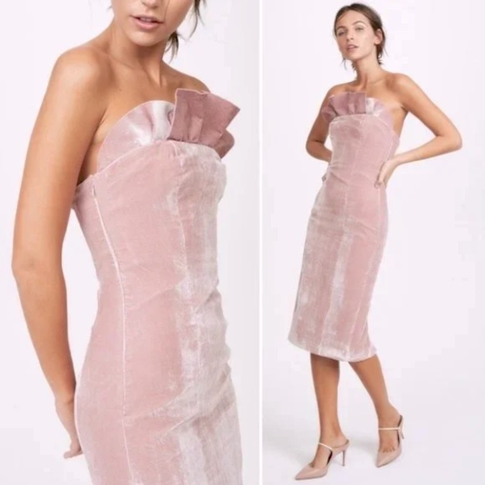 CINQ SEPT VELVET STRAPLESS MARCEU PINK